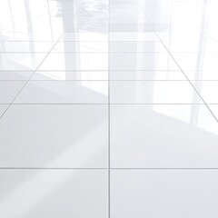 Obraz premium White tiled floor, reflecting light