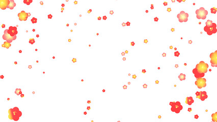 梅の花が舞い落ちるイラスト：背景透過