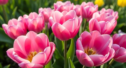 Obraz premium Beautiful Pink Tulips in Full Bloom.