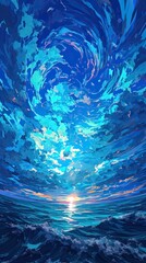 Underwater Vortex with Sunlight Streaming Through