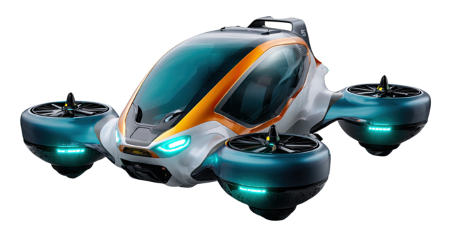 Futuristic Personal Air Vehicle: A cutting-edge personal air vehicle, showcasing a sleek and modern design.