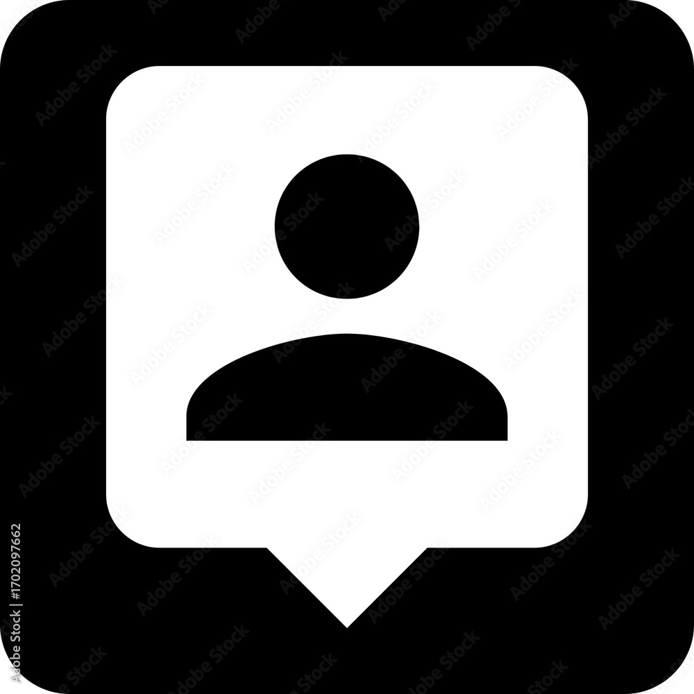 Poster user profile inside speech bubble chat message icon