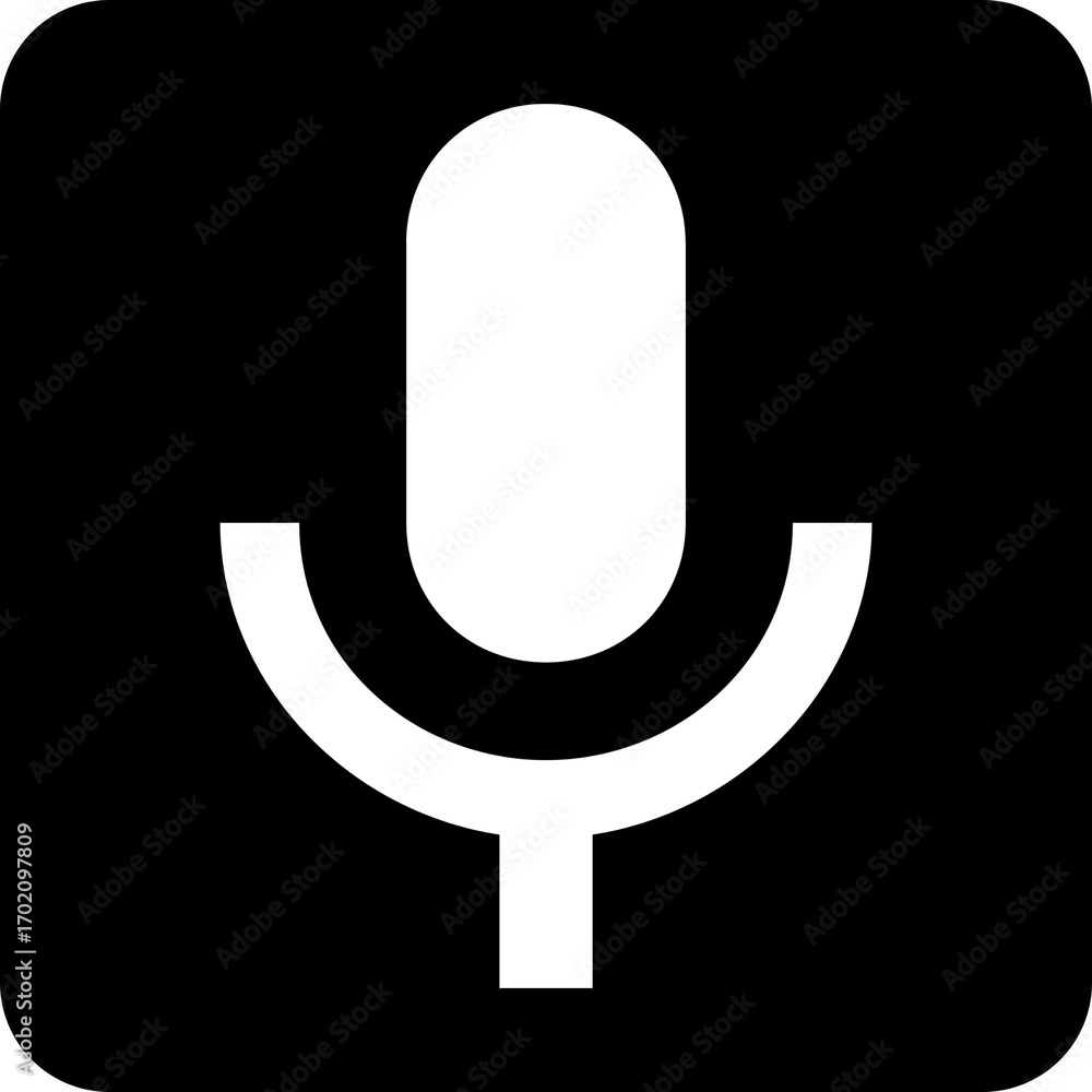 Poster microphone button icon for voice message and recording