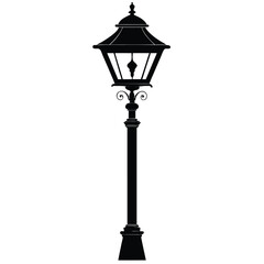 lamp post light black and white silhouette