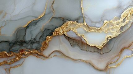 Abstract Marble Texture with Gold Veins and Creamy Tones Forming a Seamless Background