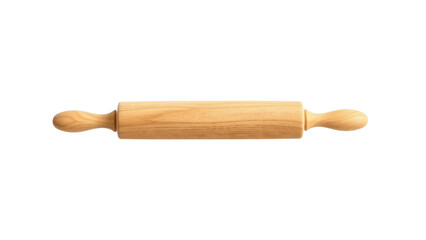 Classic wooden rolling pin isolated on transparent background, traditional baking tool for dough and pastry preparation.
