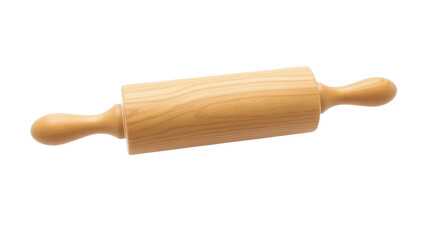 Classic wooden rolling pin isolated on transparent background, traditional baking tool for dough and pastry preparation.