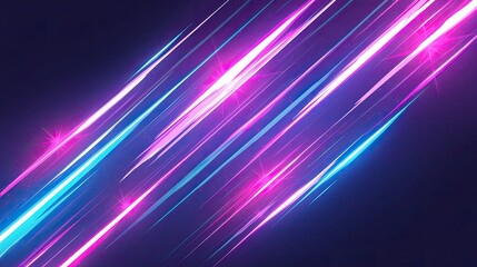 Dynamic Neon Light Streaks on Dark Background