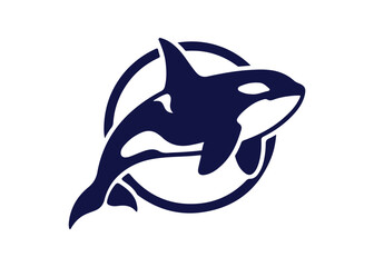 Fototapeta premium A straightforward illustration of a black orca whale, perfect for a creative logo design. This killer whale represents an underwater creature. Ideal for business branding and identity. 