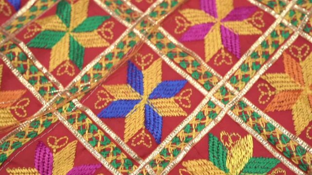 colourful hand made phulkari embroidery dupatta