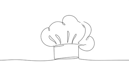 Elegant chef's hat depicted in a single continuous line drawing.