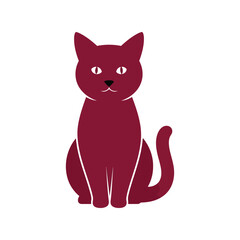 Stylized sitting cat silhouette with intense eyes for graphic design projects vector
