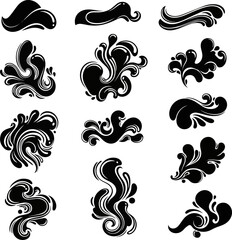Fototapeta premium Create a kinds of deferent Vector_ Various types of monochrome fluid shape silhouettes vector art with white background.