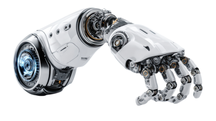 Mechanical Hand Prosthesis: A detailed view of a sleek, futuristic mechanical hand prosthesis, showcasing the intricate technology and design.