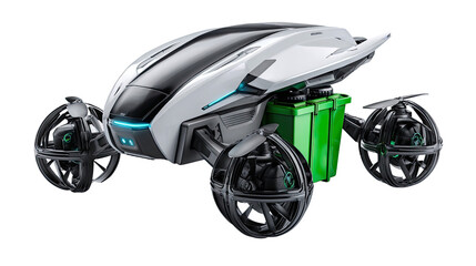 Futuristic Wheeled Rover: A state-of-the-art concept vehicle, blending sleek design with innovative technology for advanced mobility. Capturing the essence of future transportation.