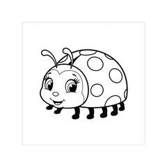 Cute cartoon ladybug coloring page for kids and children's book illustration vector