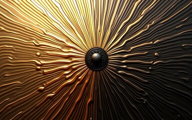 Warm Gold and Black Brushed Copper Texture with Radial Pattern. High quality