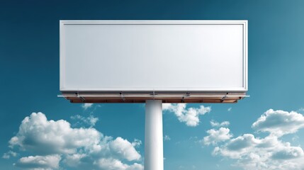Obraz premium Blank Billboard Against a Sky with Clouds for Outdoor Advertising Mockup and Graphic Resources