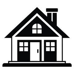 home flat icon black and white silhouette