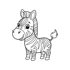 Cute cartoon zebra illustration for coloring pages and children projects line art vector