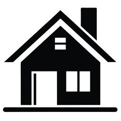 home flat icon black and white silhouette