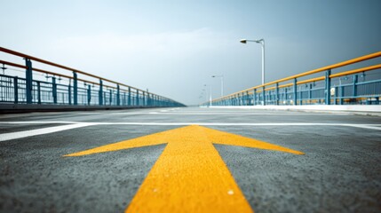 Forward Direction: A Highway Perspective with a Guiding Arrow, Symbolizing Progress, Navigation, and Future