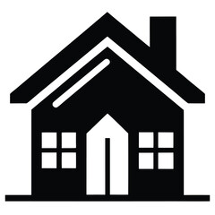home flat icon black and white silhouette