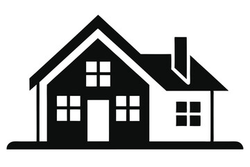 home flat icon black and white silhouette