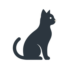Elegant silhouette sitting black cat icon simple clean design minimalist pet animal graphic vector