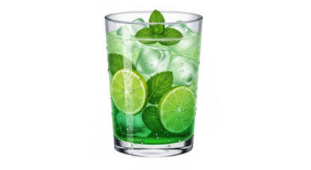 Refreshing Mojito Cocktail with Lime and Mint Leaves.