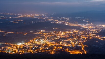 Fototapeta premium downtown. A mesmerizing night cityscape glows with colorful lights against a dark sky. real-estate listings, architecture portfolios, designed for real-estate listing and luxury residence showcases.