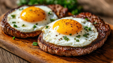 Delicious steak and egg breakfast plate showcasing high fidelity details in a vibrant presentation.