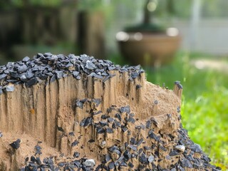 Rocks and sand were piled together