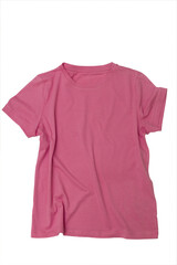 Pink pastel t-shirt on white background, Isolated pastel t-shirt
