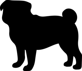 Pug Dog Silhouette Vector – Side Pose