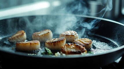 Sea scallops cooking