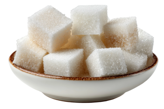 White Sugar Cubes in a Decorative Bowl on a White Background Captured in Professional Photography for Culinary and Food Imagery