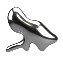 Polished silver blob, smooth chrome abstract form with futuristic aesthetics. Ideal for modern technology concepts, graphic design, and artistic projects.