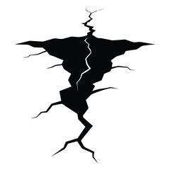 ground crack black and white silhouette