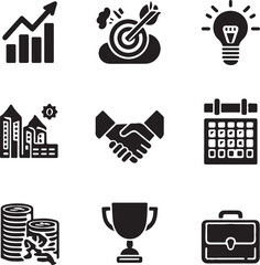 Achieve business goals with strategic planning icons