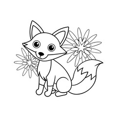 Fox Holding a Flashlight Coloring Page