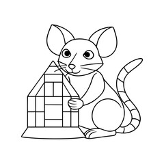 Mouse Catching a Ball Coloring Page