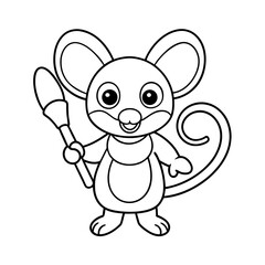 Mouse Peeking from a Box Coloring Page