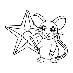 Mouse Peeking from Behind a Wall Coloring Page