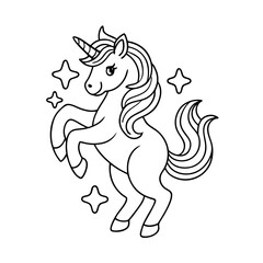 Unicorn Dancing Under Stars Coloring Page