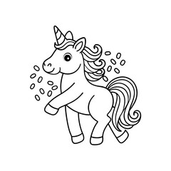 Unicorn Tossing Confetti Coloring Page