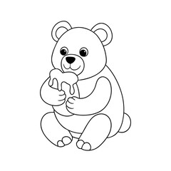Obraz premium Bear Eating Honey Coloring Page
