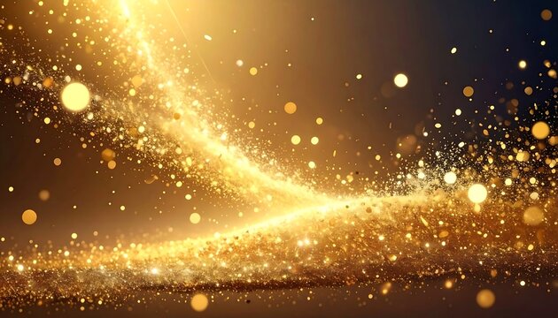 Abstract golden light effects with bokeh and glowing particles background