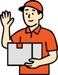 illustration of delivery workers in uniform handling package