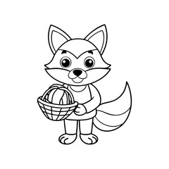 Fox Holding a Basket Coloring Page